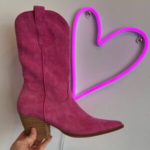 Women's Pink Suede Western Boot